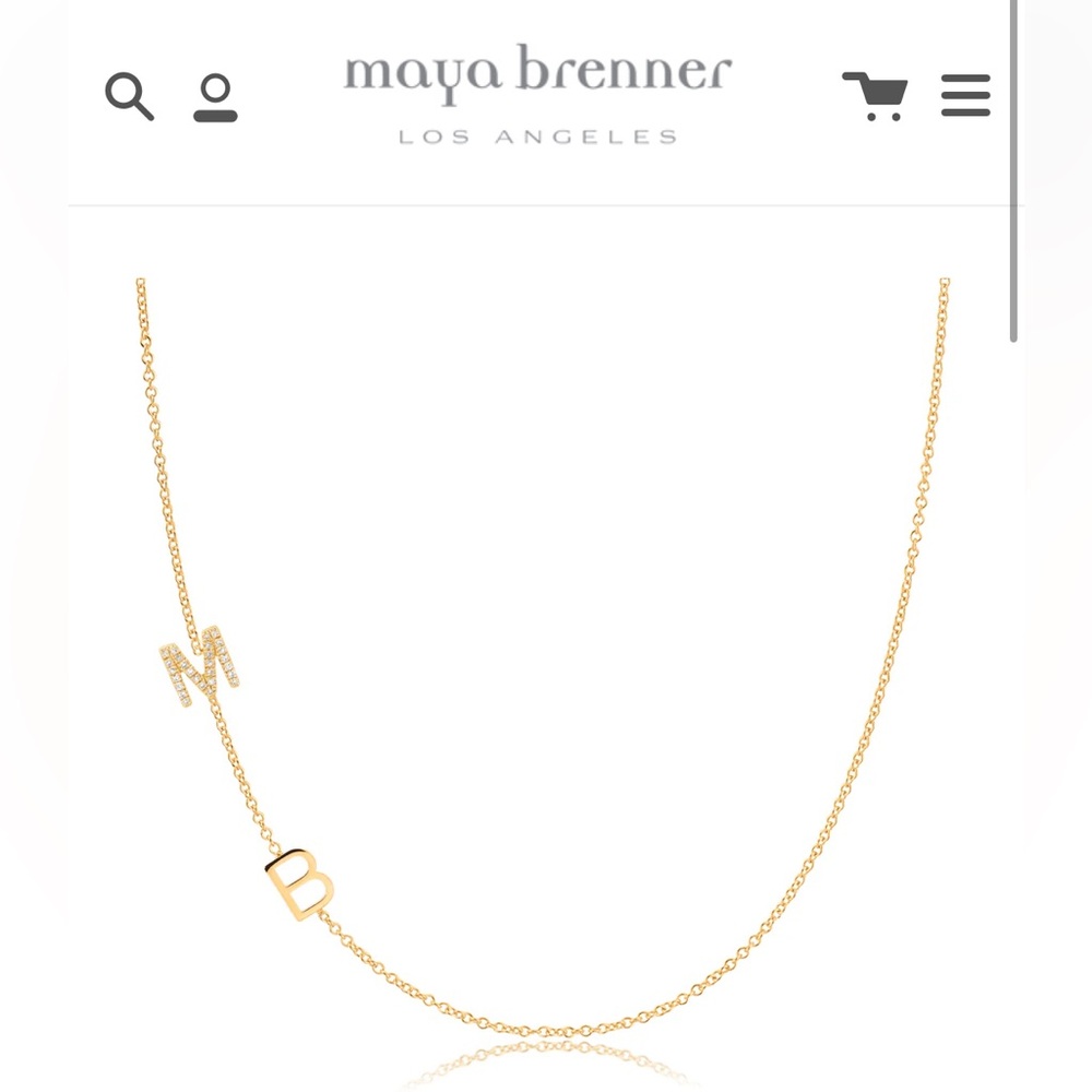 Maya Brenner Gold Initial Necklace with initials K and L